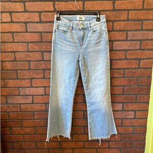 PAIGE Genevieve Flare Jeans Size 26 Raw Hem High Rise Light Wash Hippie 70s Boho